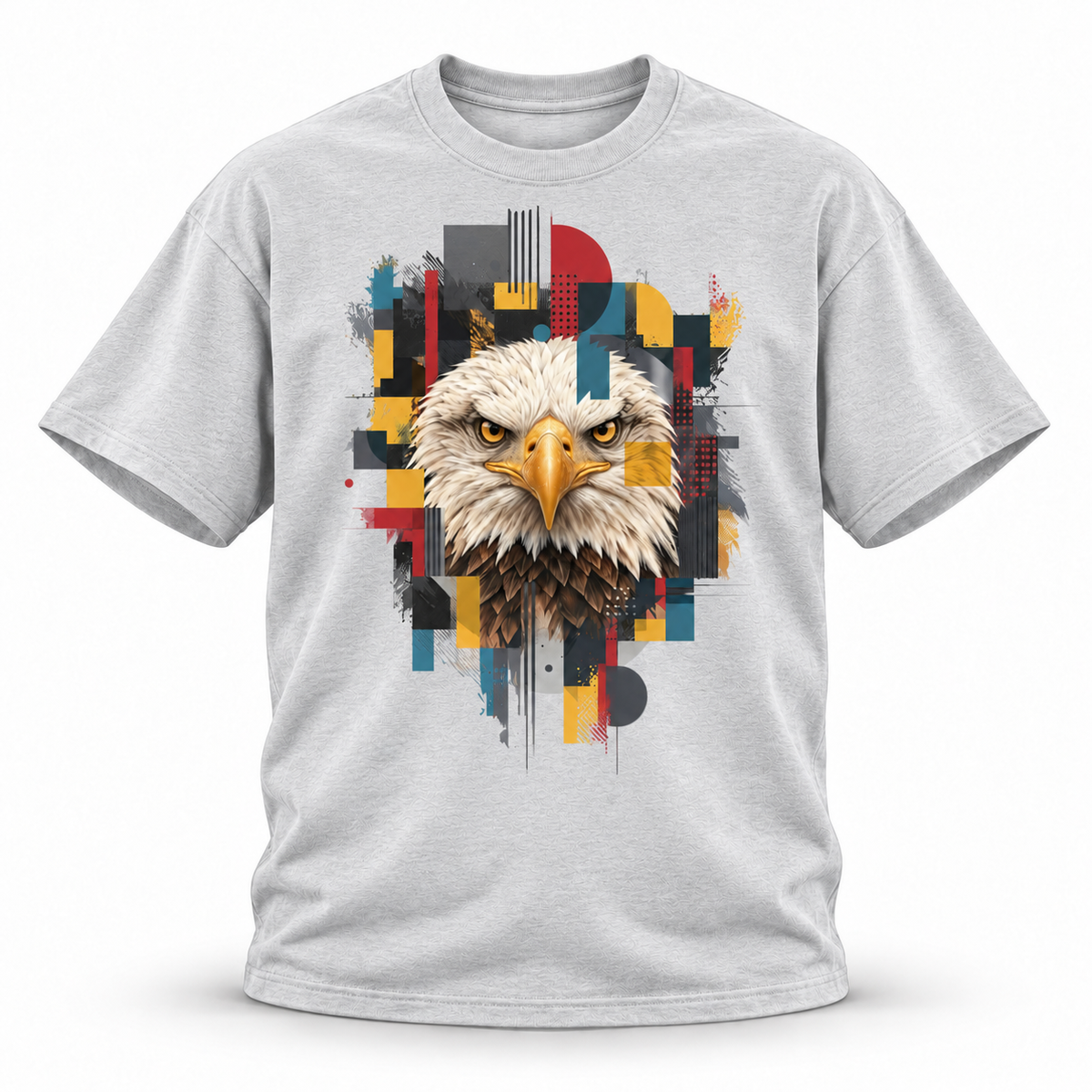 19SEVEN7 — Eagle Mosaic Oversized Tee — White Gray, front; 3D ghost mannequin mockup