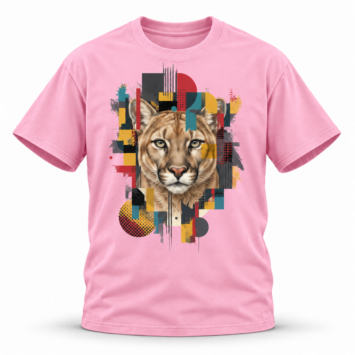 19SEVEN7 — Cougar Mosaic Oversized Tee — Pink, front; 3D ghost mannequin mockup