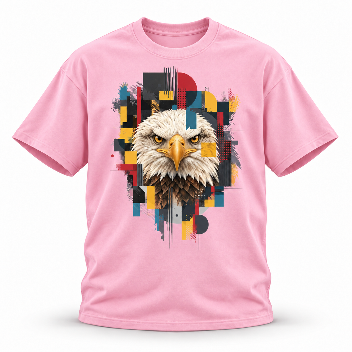 19SEVEN7 — Eagle Mosaic Oversized Tee — Pink, front; 3D ghost mannequin mockup