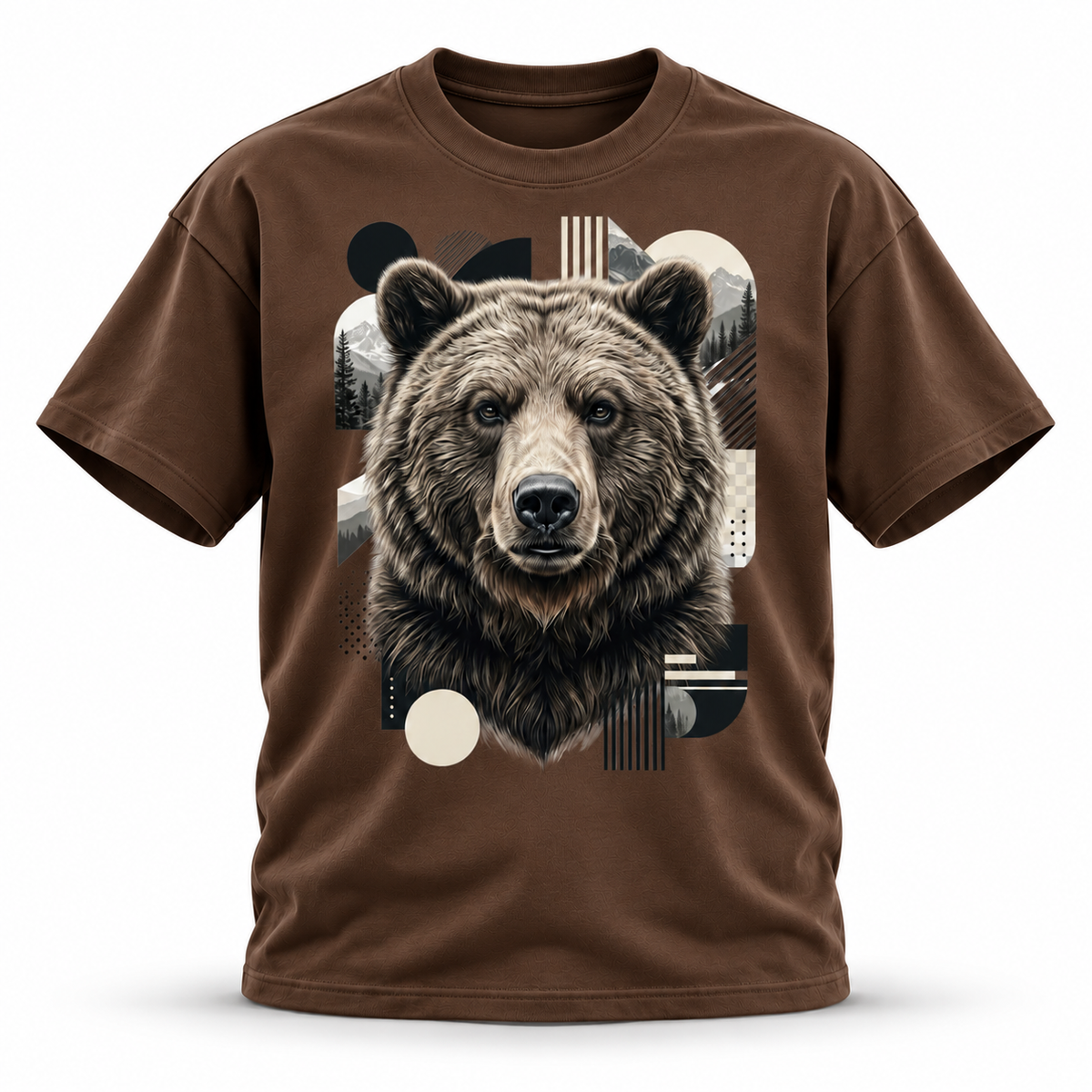 19SEVEN7 Northern Sentinel Coffee T-shirt with grizzly artwork, front view