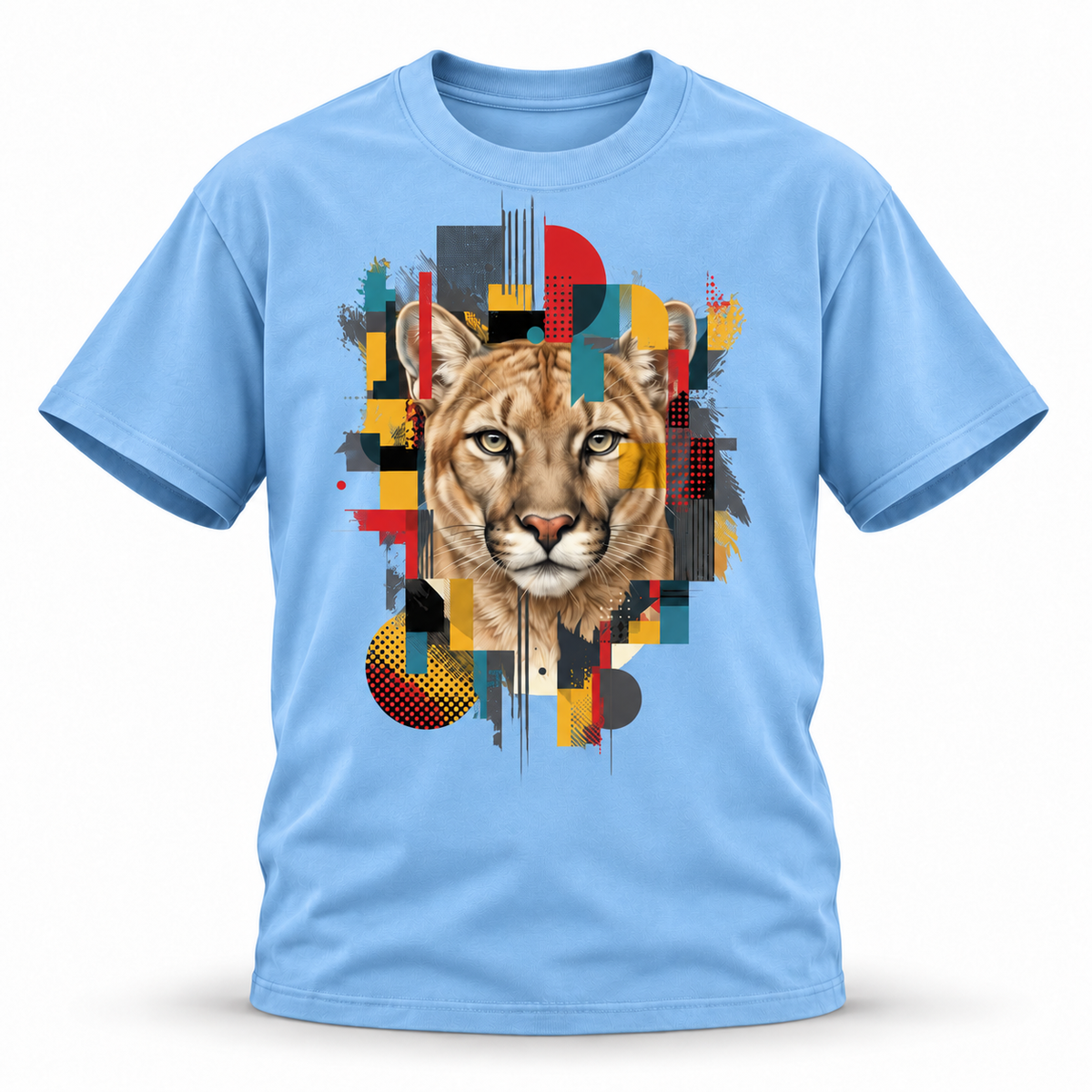 19SEVEN7 — Cougar Mosaic Oversized Tee — Blue, front; 3D ghost mannequin mockup