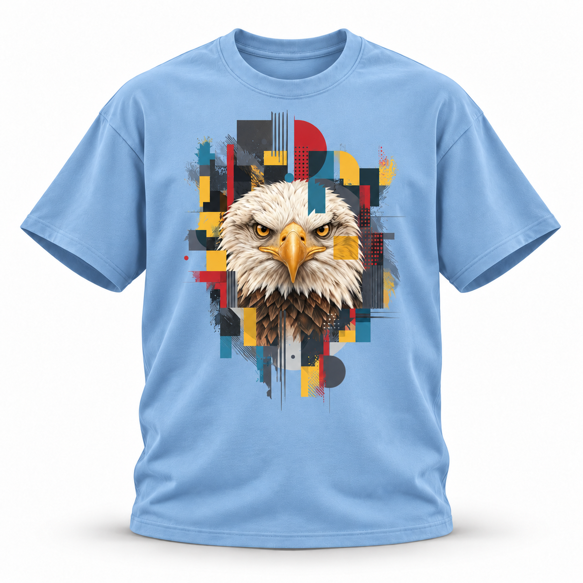 19SEVEN7 — Eagle Mosaic Oversized Tee — Blue, front; 3D ghost mannequin mockup