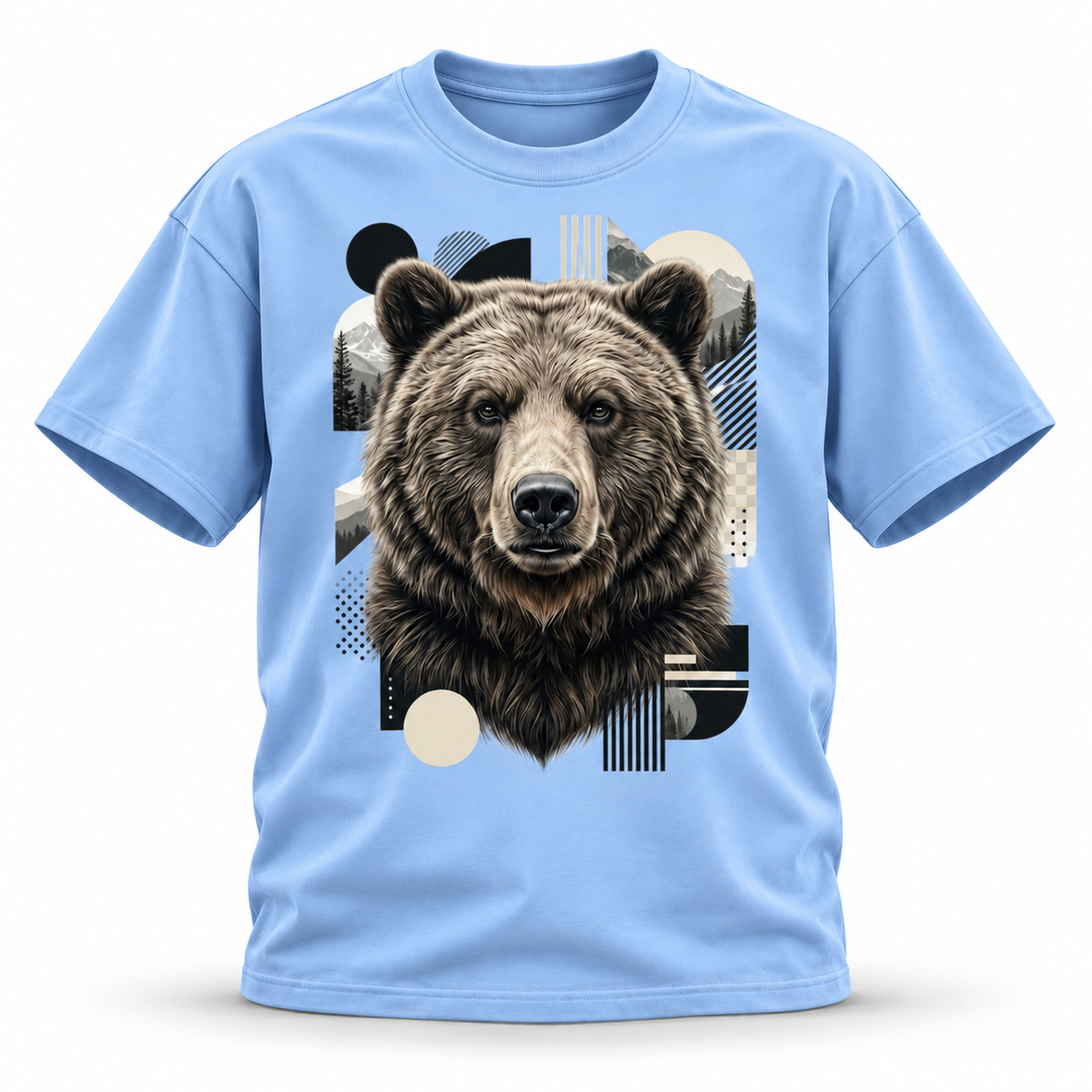 19SEVEN7 Northern Sentinel Blue T-shirt with grizzly artwork, front view
